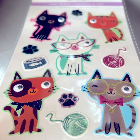 🆕 NEW Laser Stickers with Cat Googly Eyes Autocollants chats avec yeux remuants - Picture 5 of 7